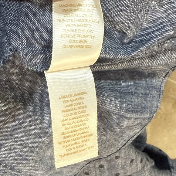 Kate Spade Ruffle Cold Shoulder Chambray Polka Dot Dress Girls Size 10 - Picture 9 of 10